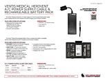 Ventis Medical HeroVent A/C Power Supply (US Cord) - Rech. Battery Pack - Product Information Sheet