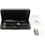 Cerumen Management Kit (CFM) - opened kit, with IFU and batteries next to kit