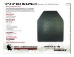10 in. x 12 in. DKX M2 Level III Shooters Cut Ballistic Plate - Product Information Sheet