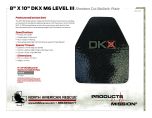 8" x 10" DKX M6 Level III Shooters Cut Ballistic Plate - Product Information Sheet