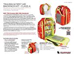 Trauma and First Aid Backpack Kit - Class A - Product Information Sheet