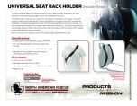 Universal Seat Back Holder Shoulder Straps - Product Information Sheet