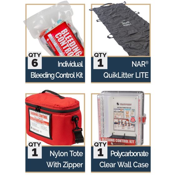Public Access Bleeding Control Stations - 6-Pack Vacuum Sealed