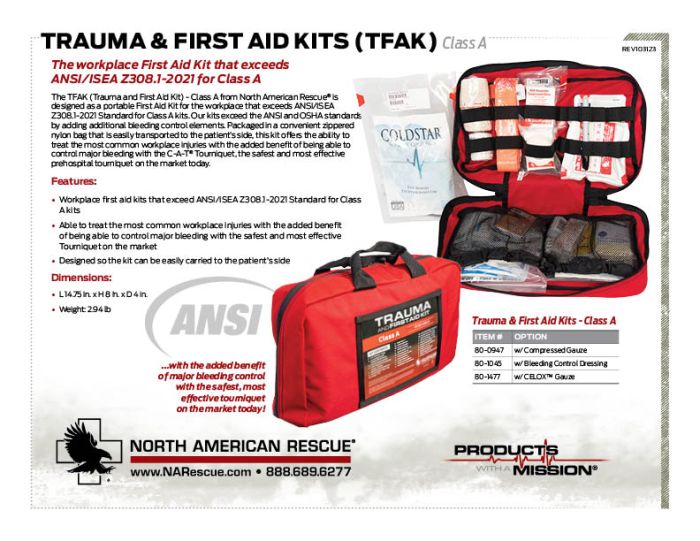 Trauma and First Aid Kit Class A Product Information Sheet North