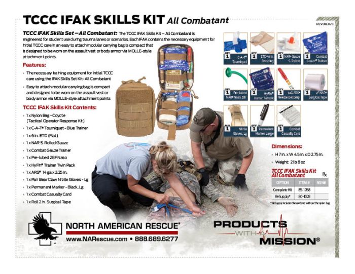 TCCC IFAK Skills Kit All Combatant Product Information Sheet