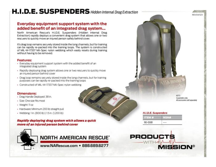 HIDE Suspenders Product Information Sheet North American Rescue