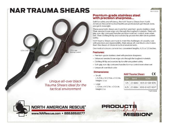 NAR Trauma Shears Product Information Sheet North American Rescue