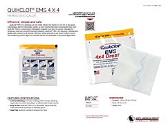 QuikClot EMS 4x4 Hemostatic Gauze - Product Information Sheet