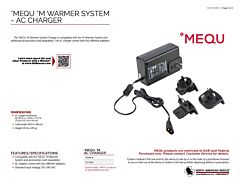 °MEQU °M Warmer System - AC Charger - Product Information Sheet