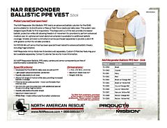 NAR Responder Ballistic PPE Vest - Slick - Product Information Sheet