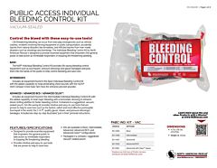 Public Access Individual Bleeding Control Kit Vacuum Sealed - Product Information Sheet