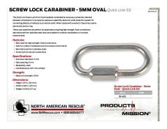 Screw Lock Carabiner - 5mm Oval (Quick Link SS) - Product Information Sheet