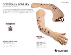 TOMManikin Right Arm With Shrapnel Injuries - Product Information Sheet