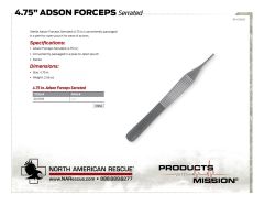 4.75 in Adson Forceps Serrated - Product Information Sheet