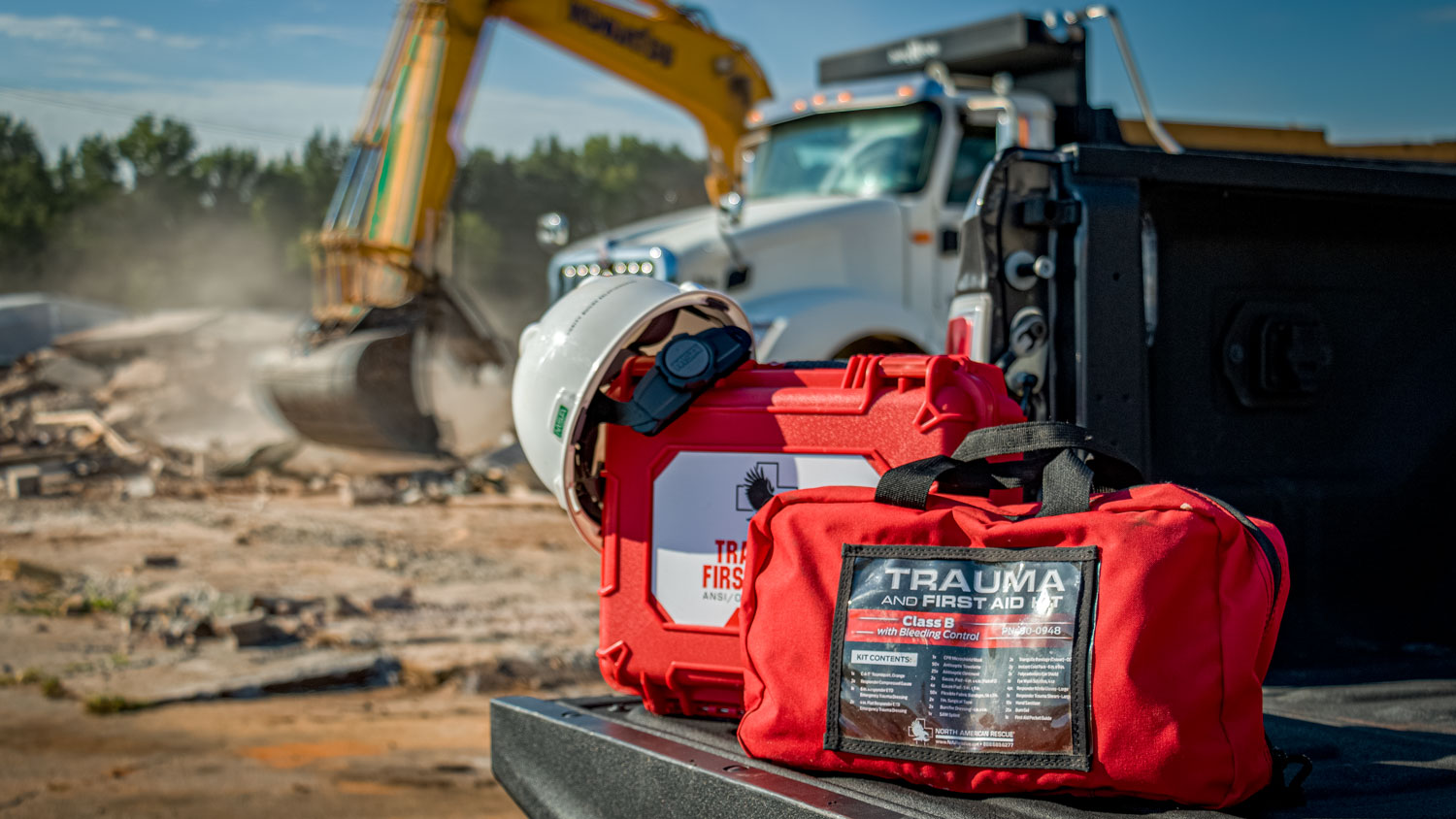 ANSI OSHA kits shown at construction site